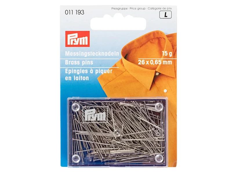 Prym 011193 Stecknadeln Messing Ø 0,65mm x 26mm - 1 Dose, 15g