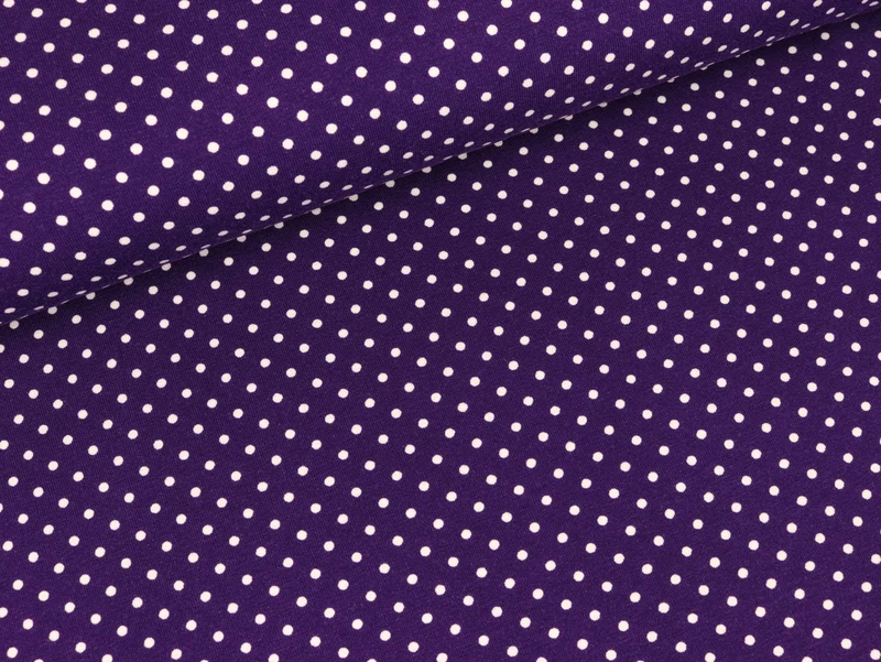 Reststück 11cm - Baumwolljersey Verena Pünktchen weiß auf Violett