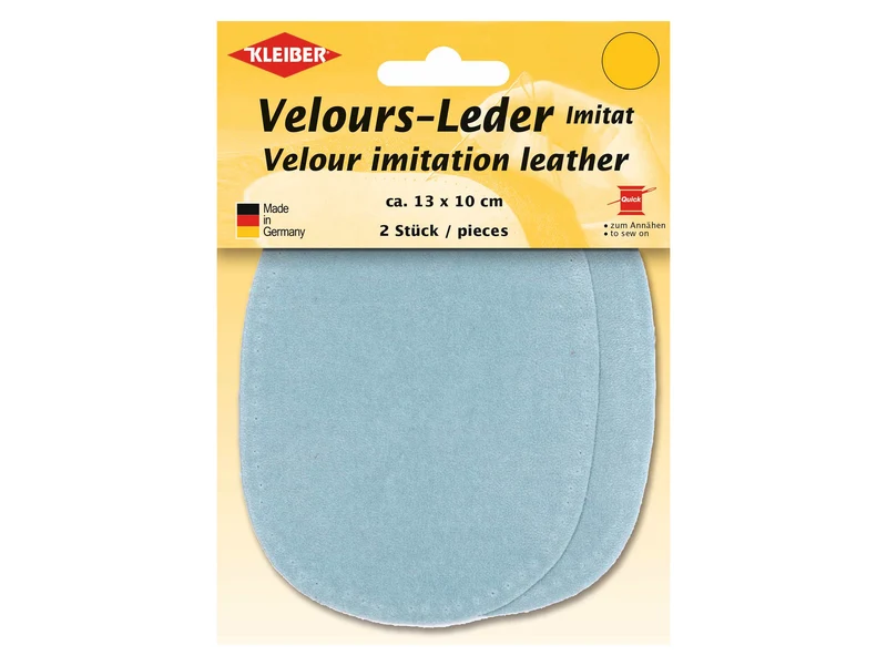 Kleiber 89634 Velours-Leder Imitat Flecken Klein zum Annähen vorgelocht anhydrit - ca. 13cm x 10cm - 2 Stück