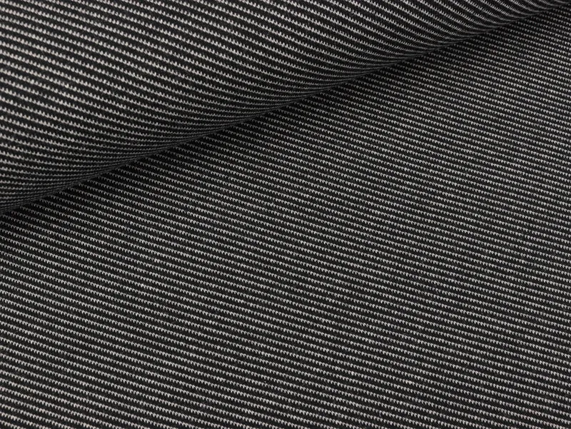 Reststück 46cm - Leichter Jacquard Jersey Serge schwarz-hellgrau