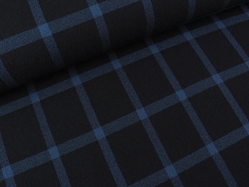 Reststück 69cm - Schwerer Viskose Krepp Karo navy-blue