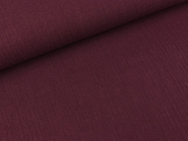 Reststück 20cm - Baumwoll Double Gauze Jenke bordeaux uni