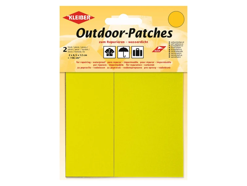 Kleiber 43213 Outdoor-Patches selbstklebend wasserdicht neongelb - 6,5 x 12cm - 2 Stück