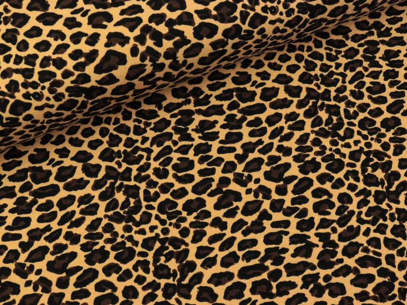 Reststück 49cm - Baumwolljersey Vera Animal Print Leopard beige