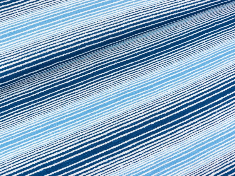 Reststück 30cm - Slub Viskosejersey Ecuador Streifen dunkelblau-hellblau-weiß by Lila-Lotta FS19