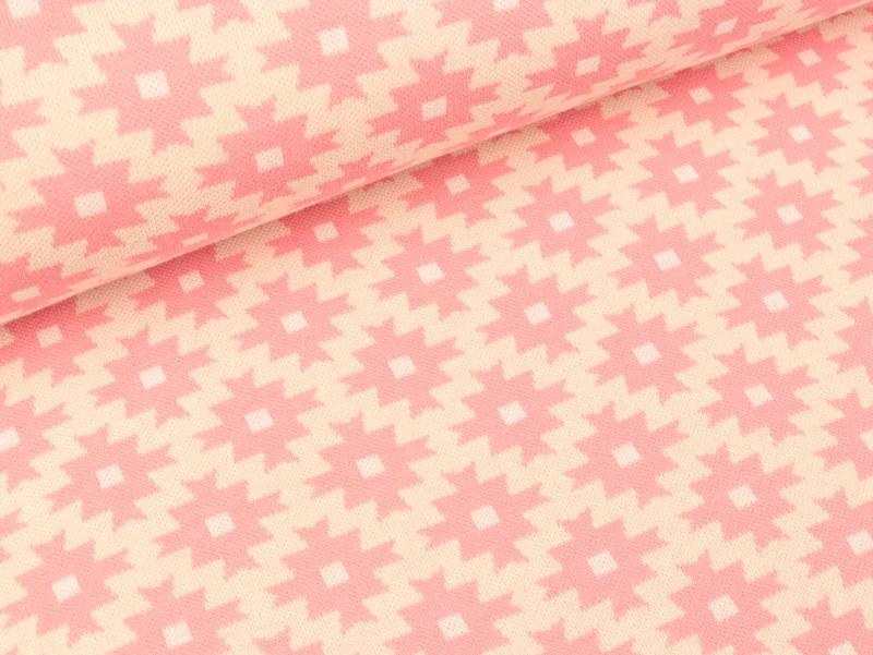 Reststück 25cm - Hamburger Liebe 3 Farb-Jacquardjersey Lil' Ikat rosa scuro