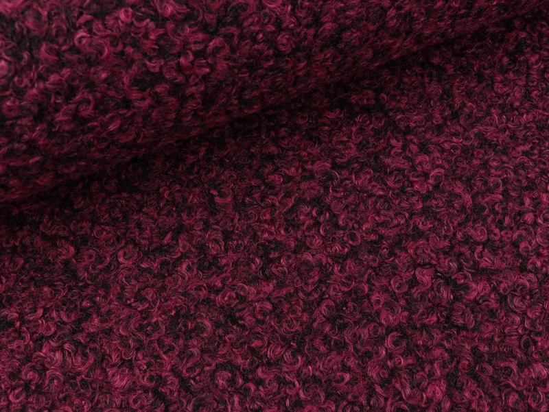 Reststück 15cm - Boucle Melange himbeere-schwarz meliert