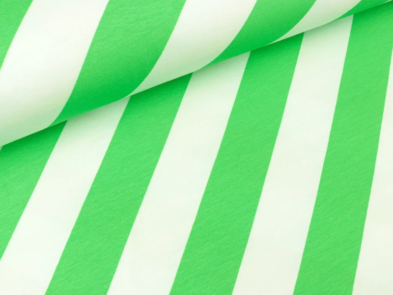 Reststück 40cm - Hamburger Liebe Baumwolljersey This Summer Stripemania clorofilla-weiß