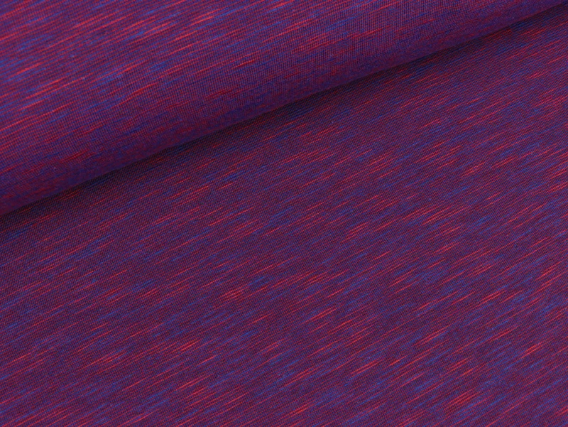 Reststück 15cm - Sweatshirtstoff Lucy blau-rot meliert