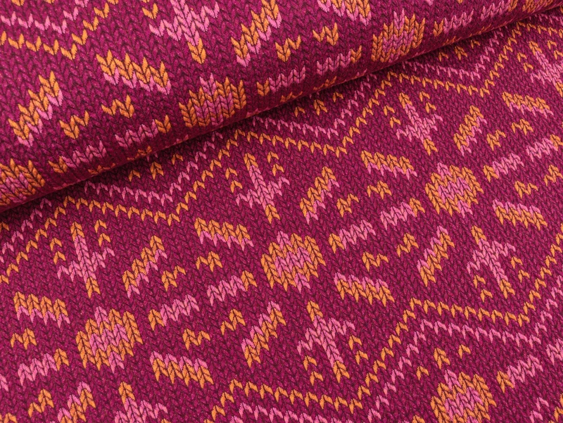 Reststück 34cm - Hamburger Liebe Check Point Knit Knit Snowflake prugna-ortensia-melone