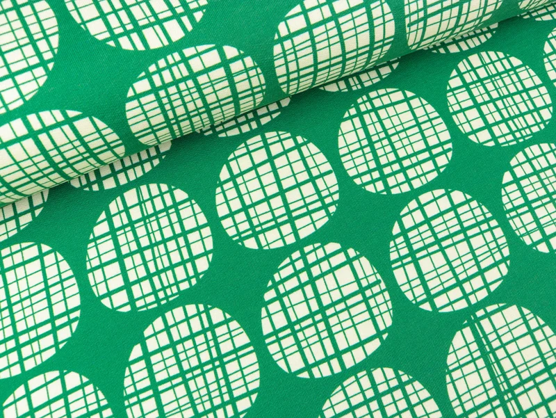 Reststück 22cm - Hamburger Liebe Baumwollsweat Pretty & Pure Circles verde erba-meringa