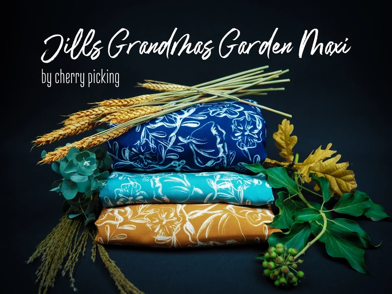 Reststück 47cm - Viskose Webware Jills Life Grandmas Garden Maxi ocker by Cherry Picking