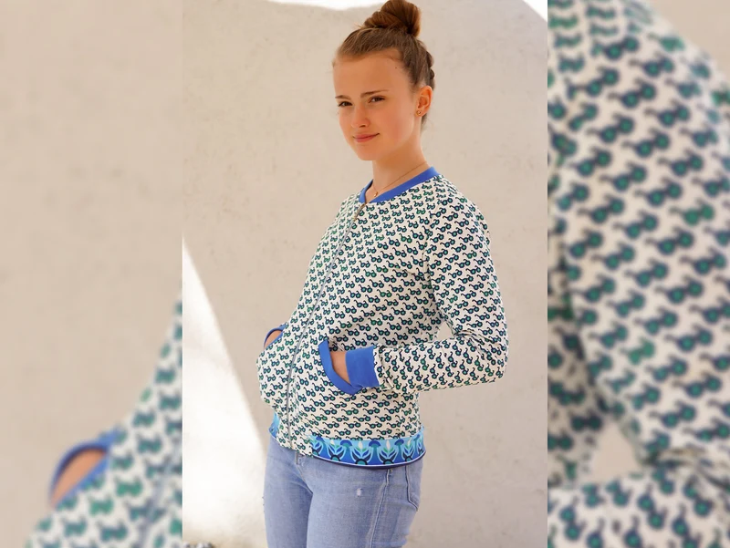Reststück 20cm - Hamburger Liebe Baumwollsweat Bloom Sunnies meringa