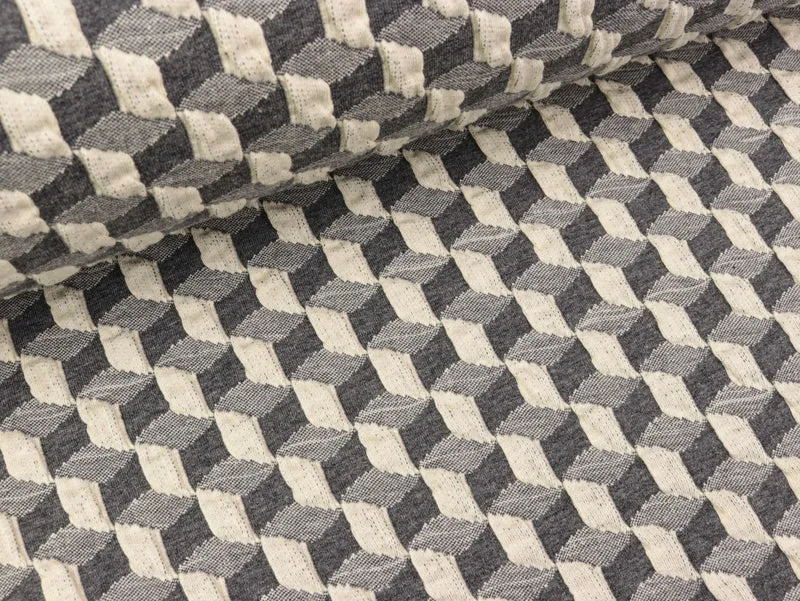 Reststück 17cm - Hamburger Liebe 3D-Relief Jacquard Plain Stitches Diced Knit carbon-meringa