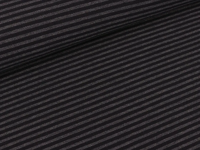 Reststück 28cm - Jacquard Jersey Manchester Streifen dunkelblau