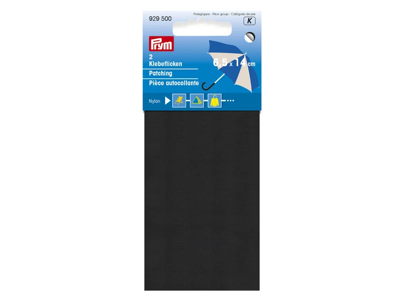 Prym 929500 Klebeflicken Nylon 6,5 x 14cm - 2 Stück - schwarz