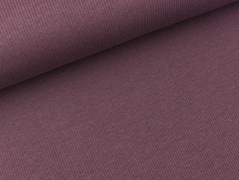 Reststück 35cm - Baumwolljersey Fein Rib Florida mauve uni