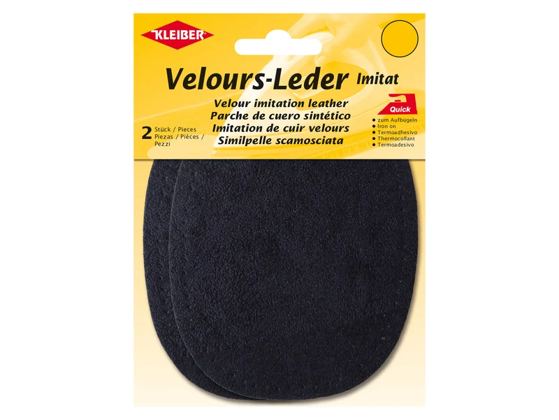 Kleiber 87704 Velours-Leder Imitat Flecken zum Aufbügeln dunkelblau - ca. 13cm x 10cm - 2 Stück