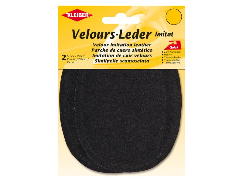 Kleiber 87706 Velours-Leder Imitat Flecken zum Aufbügeln schwarz - ca. 13cm x 10cm - 2 Stück