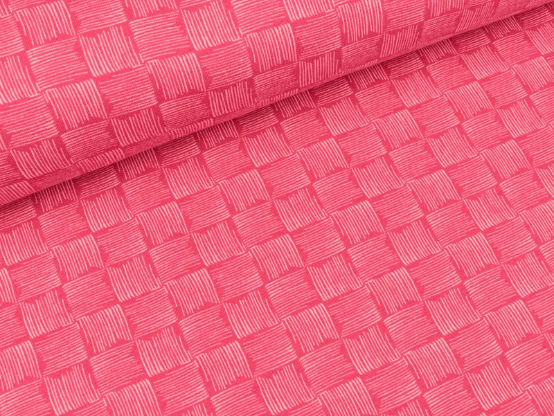 Reststück 25cm - Kritzel-Schachbrett-Sweat Rick pink