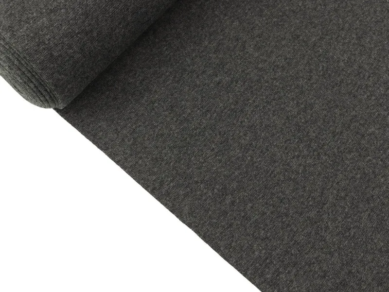 Reststück 10cm - Glatte Bündchenware Heike anthrazit melange