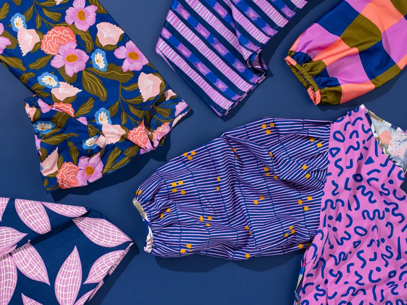 Baumwollsatin Webware Large Gingham cobald-bunt by Nerida Hansen