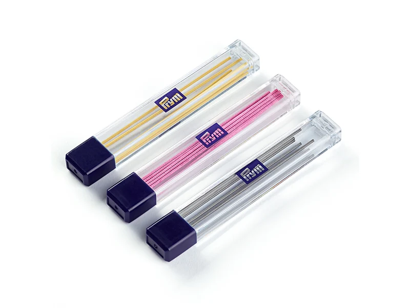 Prym 610842 3 x 6 Ersatzminen für Minenstift, ⌀ 0,9mm, extra fein, farblich sortiert, schwarz, gelb, pink