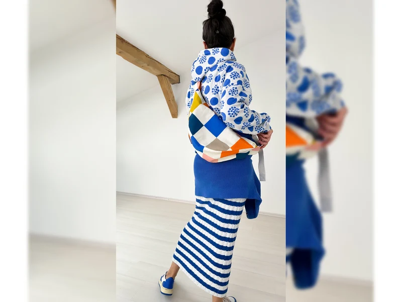 Hamburger Liebe Sommer Jacquard AL LAGO Punti Doubleface bluette-meringa