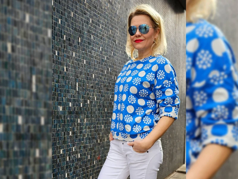 Hamburger Liebe Sommer Jacquard AL LAGO Punti Doubleface bluette-meringa