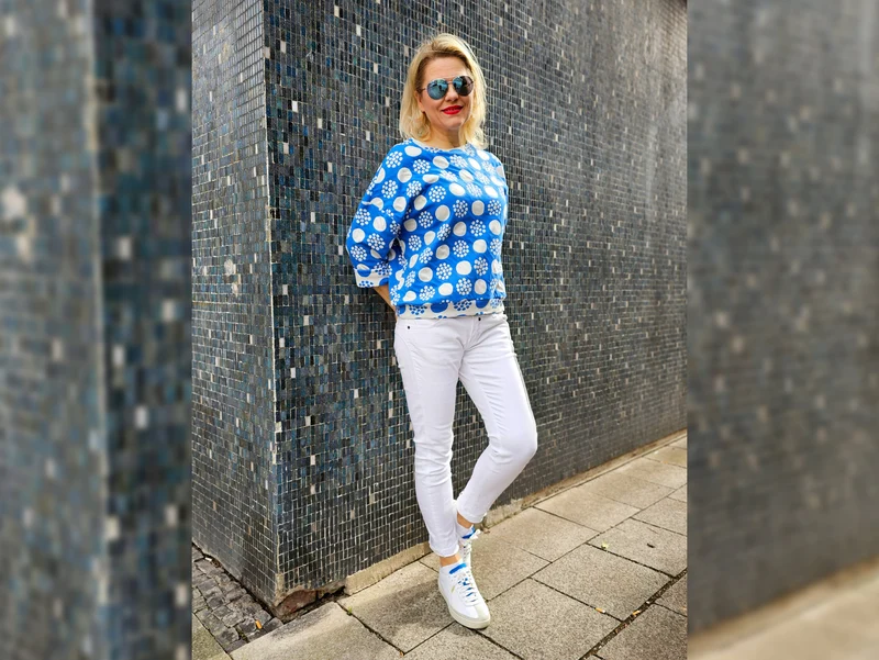 Hamburger Liebe Sommer Jacquard AL LAGO Punti Doubleface bluette-meringa