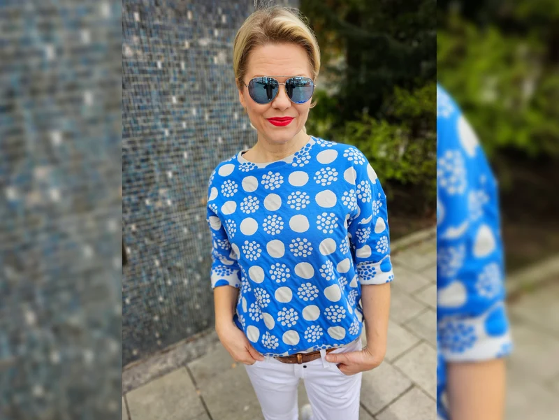 Hamburger Liebe Sommer Jacquard AL LAGO Punti Doubleface bluette-meringa