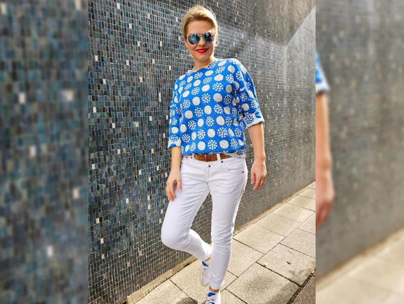 Hamburger Liebe Sommer Jacquard AL LAGO Punti Doubleface bluette-meringa