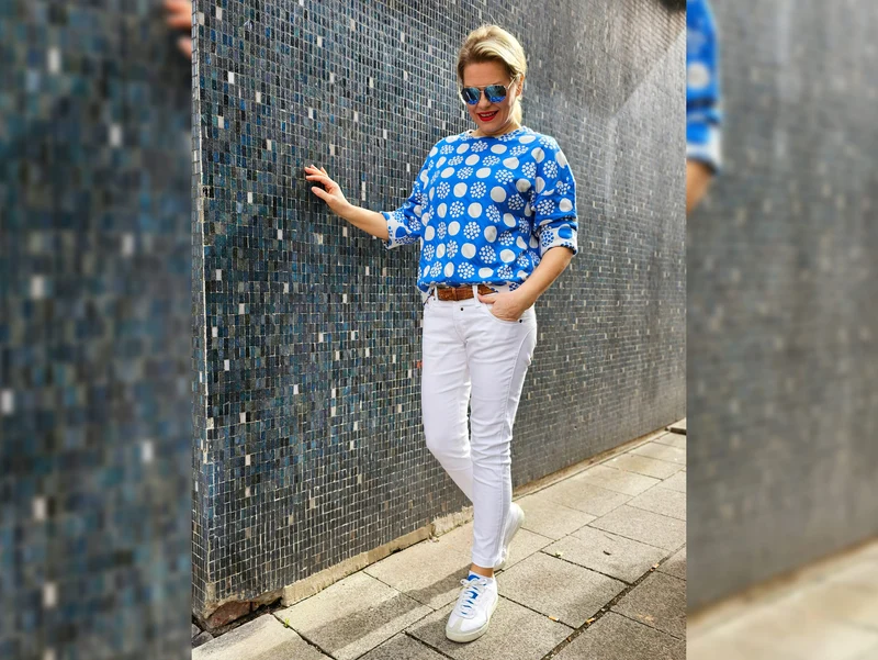 Hamburger Liebe Sommer Jacquard AL LAGO Punti Doubleface bluette-meringa