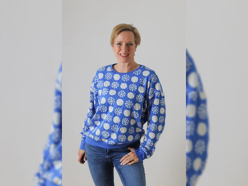 Hamburger Liebe Sommer Jacquard AL LAGO Punti Doubleface bluette-meringa