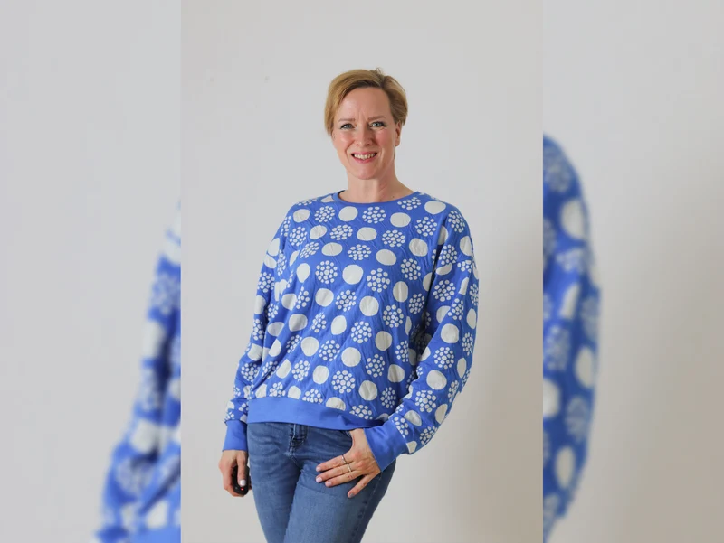 Hamburger Liebe Sommer Jacquard AL LAGO Punti Doubleface bluette-meringa