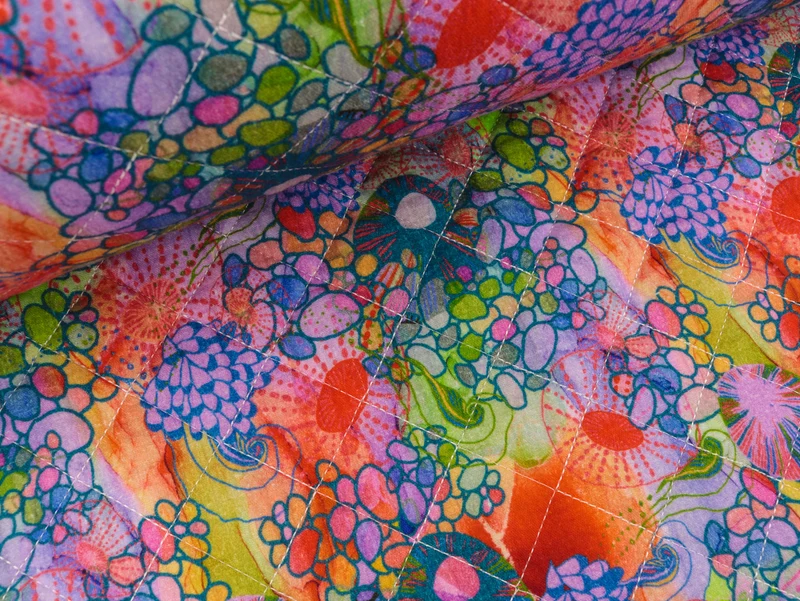 Bambino Musselin Steppstoff Quilt Phantasie cyclam-türkis-bunt