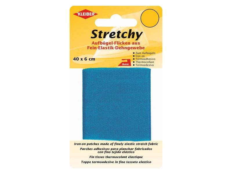 Kleiber 30018 Stretchy Aufbügel-Flicken - aus Fein-Elastik Dehngewebe mittelblau - 40cm x 6cm