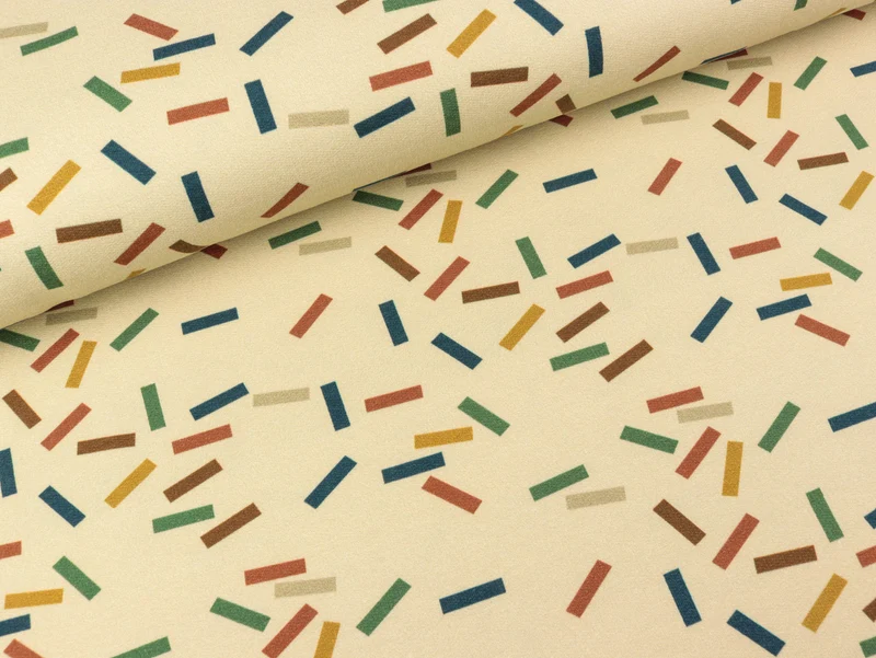 Reststück 45cm - French Terry Hedda Konfetti bunt auf Hellbeige