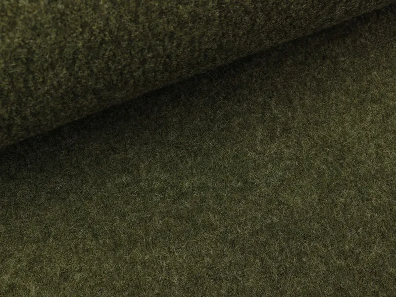 Reststück 15cm - Gekochte Wolle Naomi khaki meliert Wollwalk