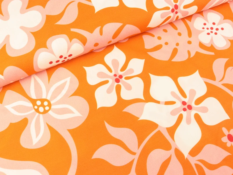 Hamburger Liebe New Cotton Satin Webware AL LAGO Fiori papaia-bunt