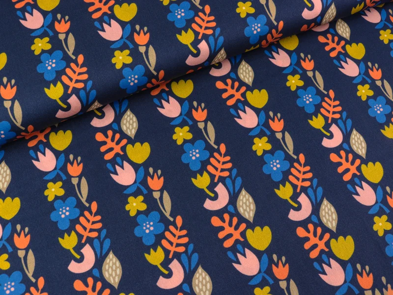 Hamburger Liebe New Cotton Satin Webware AL LAGO Felice blue navy-bunt