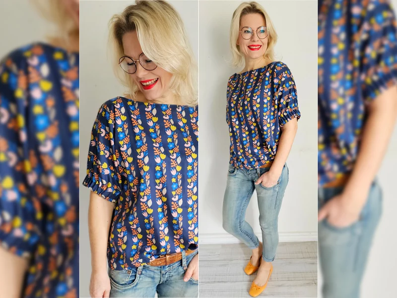 Hamburger Liebe New Cotton Satin Webware AL LAGO Felice blue navy-bunt
