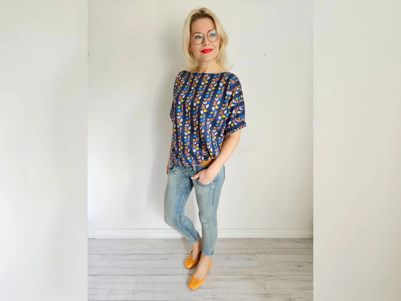 Hamburger Liebe New Cotton Satin Webware AL LAGO Felice blue navy-bunt