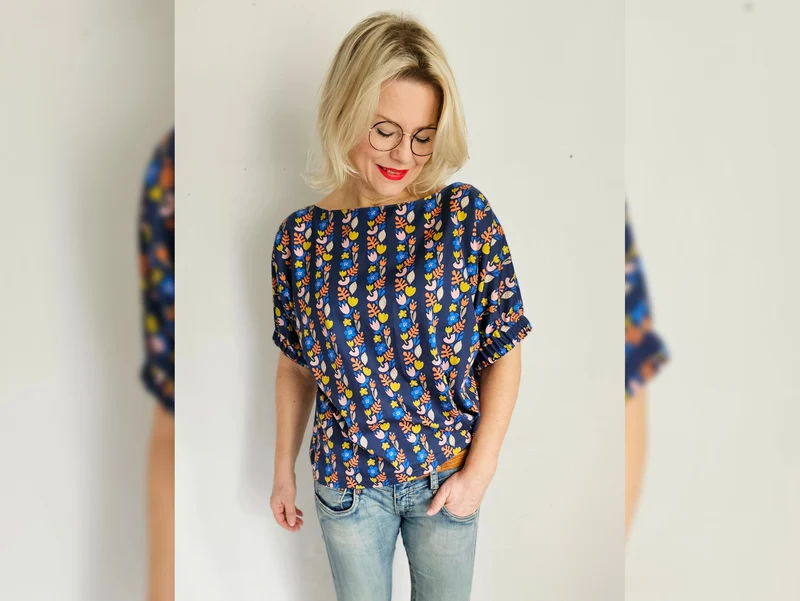 Hamburger Liebe Baumwolljersey AL LAGO Felice blue navy-bunt
