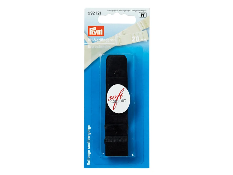 Prym 992121 BH-Verlängerer soft comfort 3 x 1 Haken schwarz - 20mm