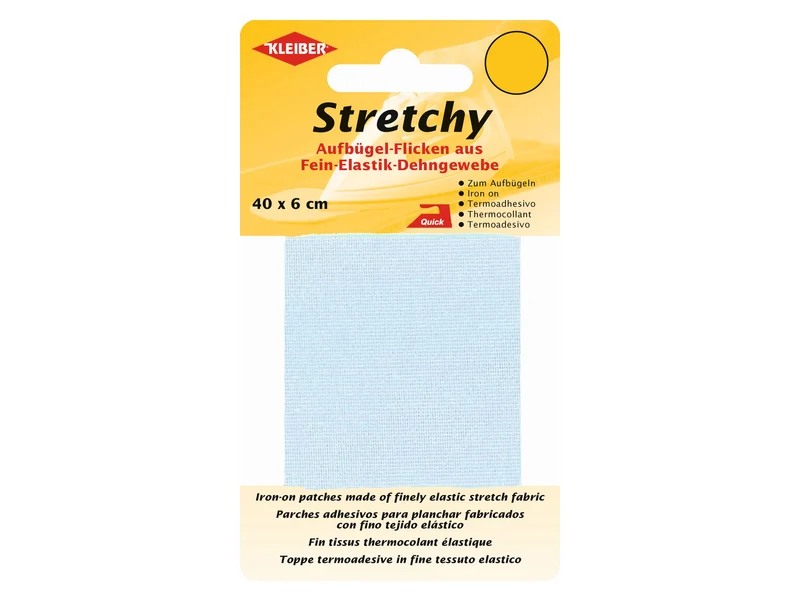 Kleiber 30005 Stretchy Aufbügel-Flicken - aus Fein-Elastik Dehngewebe hellblau - 40cm x 6cm
