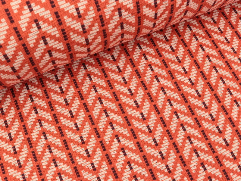 Reststück 43cm - Hamburger Liebe 3 Farb-Jacquardjersey This Summer - In Nepal luce rosso