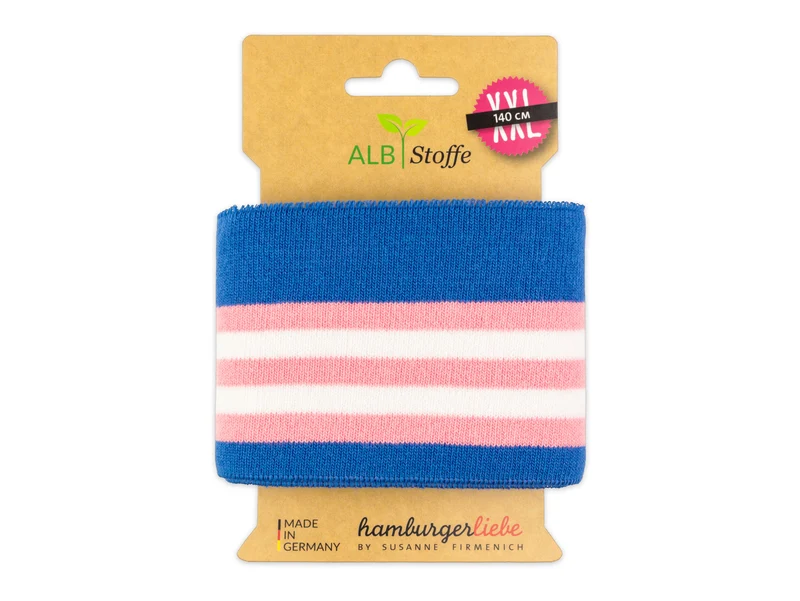 Cuff Me College AL LAGO Bündchen bluette-rosa scuro-weiß