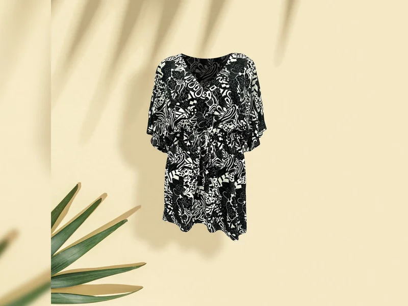 Viskose Voile Print Pareo All Over schwarz-weiß