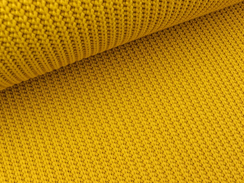 Reststück 30cm - Strickstoff Grobstrick gerippt senfgelb uni